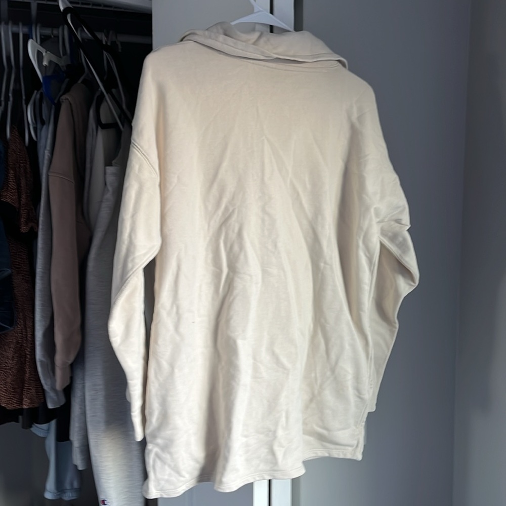 J. Crew 1/4 Zip Oversized Boyfriend Cream Pullover, NWT - Picture 5 of 5